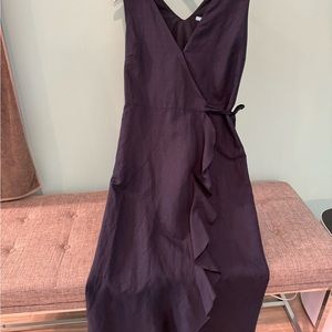 NWOT J McGlaughin navy blue linen wrap maxi dress size Small